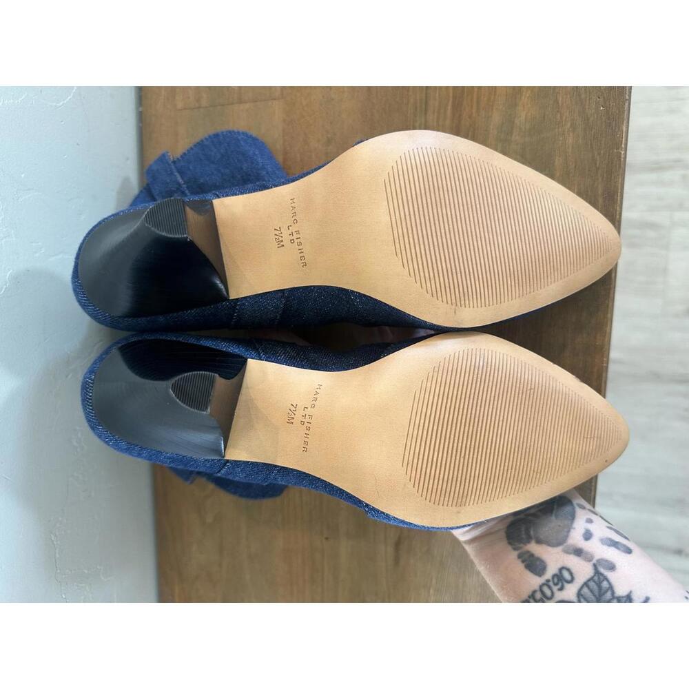 NEW Marc Fisher LTD Carissa Pull On Ankle Bootie Navy Denim Women’s size 7.5 - Picture 6 of 14